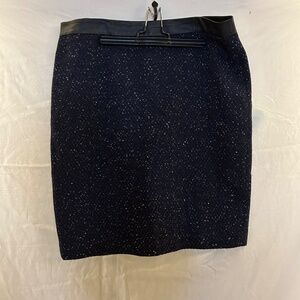 Ann Taylor Wool Blend Pencil Skirt w/ Leather Waistband – Size 12